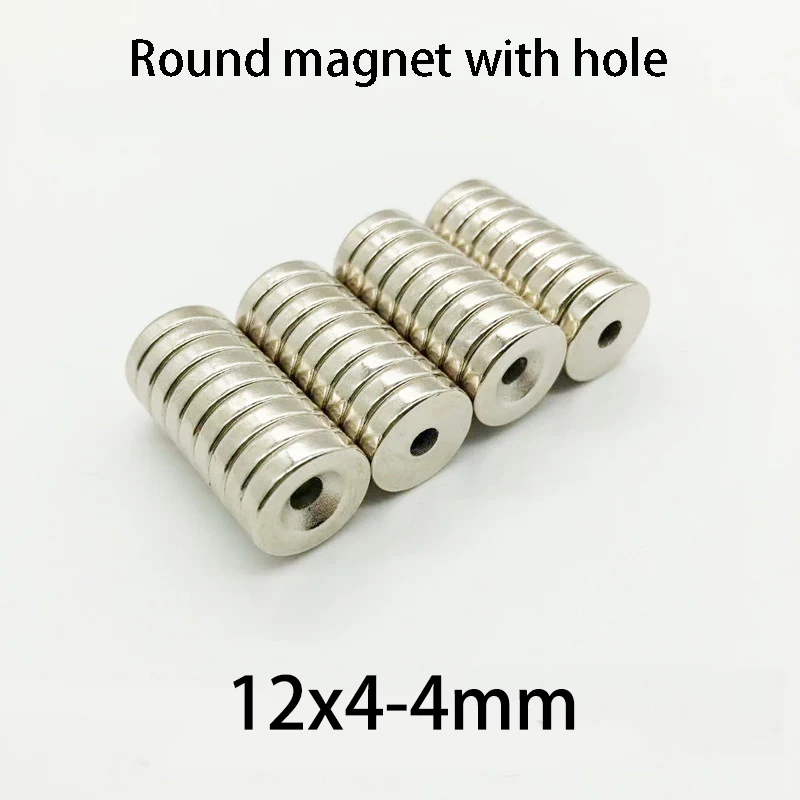 10/20pcs 12x3mm & 12x4mm Disc Magnets with 4mm Center Hole, Countersunk Mounting Magnets for Robotics, Machinery