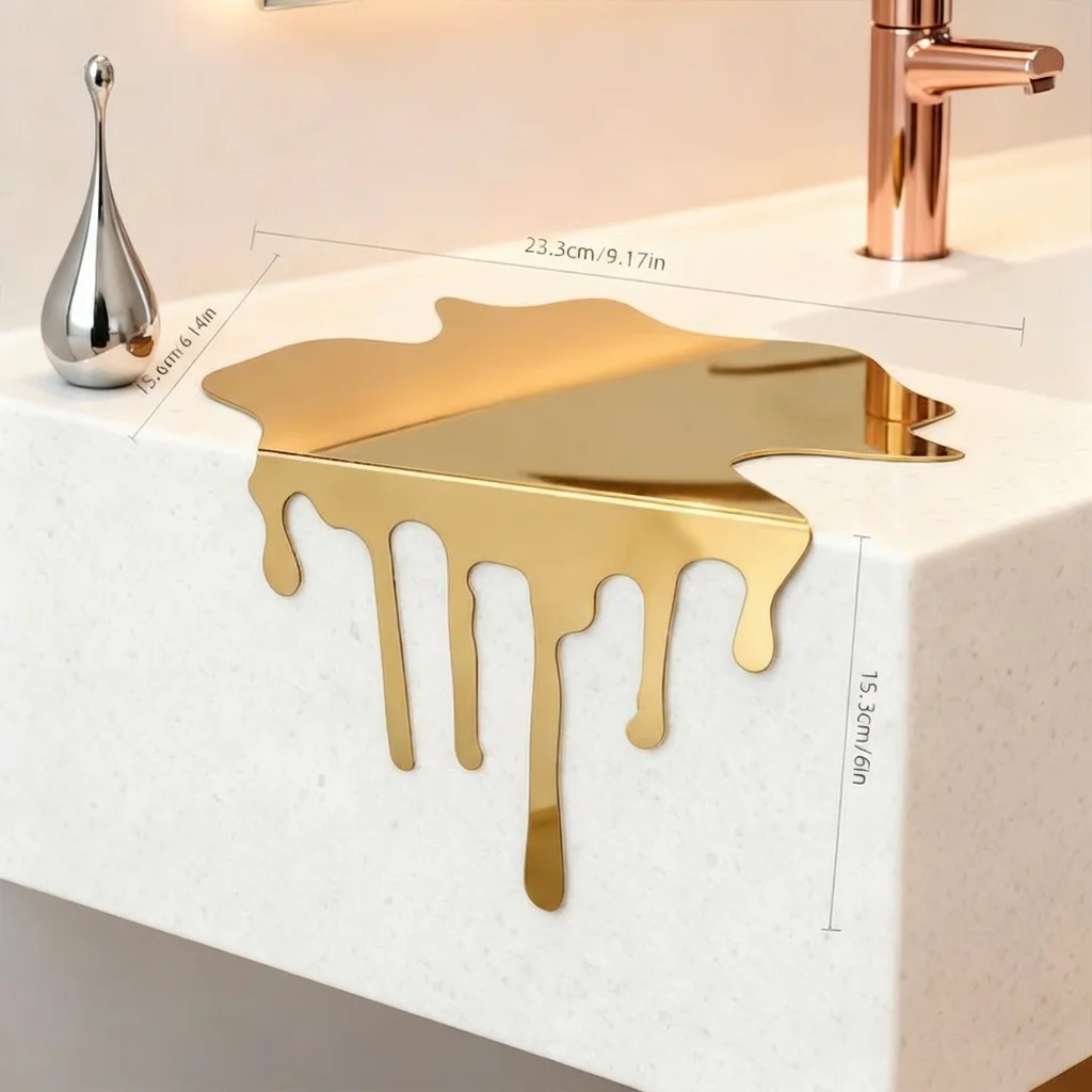 Creative Liquid Drip Metal Tray Stainless Steel Gold Mirror Finish Desktop Decor Ornament Table Spill Art Crafts DIY Manual Shap