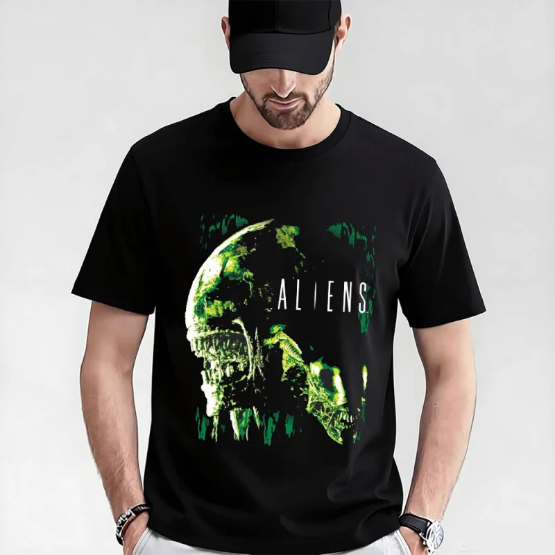 

0410 Sci-Fic Alien Gift T-Shirt Weyland Horror movie Xenomorp 100% cotton Short Sleeve Graphic clothes All size tops S-6XL