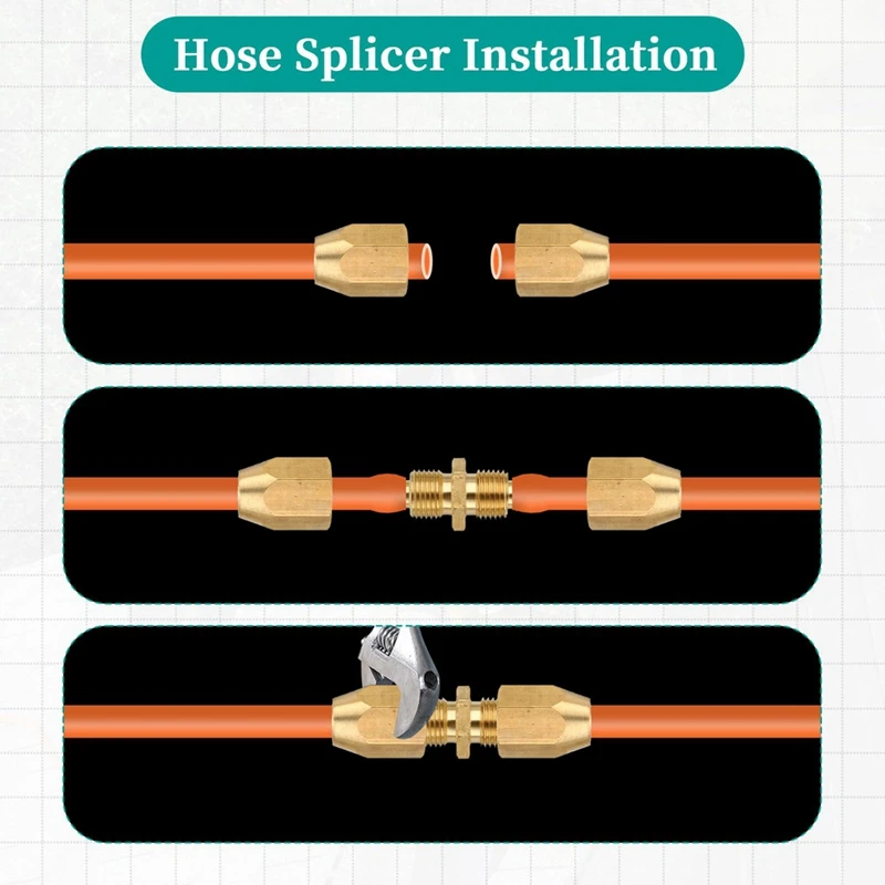 ABGR-3 Pack Ремкомплект для воздушного шланга 3/8-дюймовый сварочный аппарат для воздушного шланга из твердой латуни Многоразовый комплект для ремонта шланга