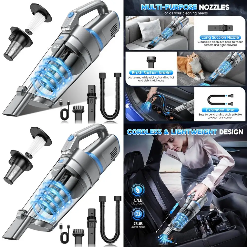 

Беспроводной ручной пылесос 16000 PA со светодиодной подсветкой, портативный перезаряжаемый для дома, автомобиля, офиса и ухода за домашними животными