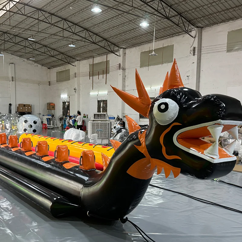 Inflatable Game 10 People Water Game Inflatable Towing Flying Fish PVC Inflatable Banana Boat with Dragon Design