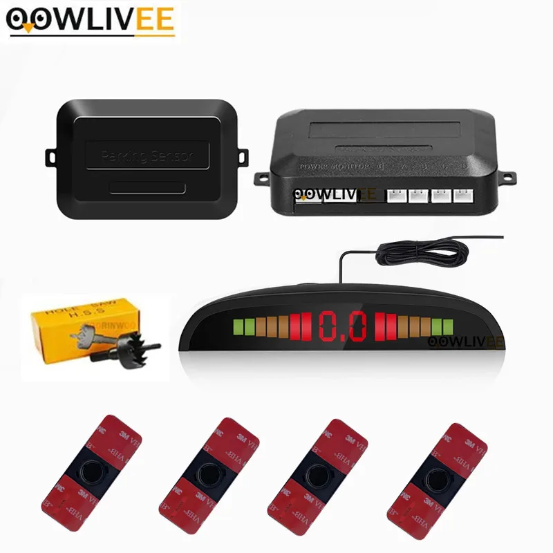 OOWLIVEE Car LED Monitor Colorful Parking Sensors Black/White/Gold Probes Vehicle Parktronic For Cars Blind Sport Area Backlight