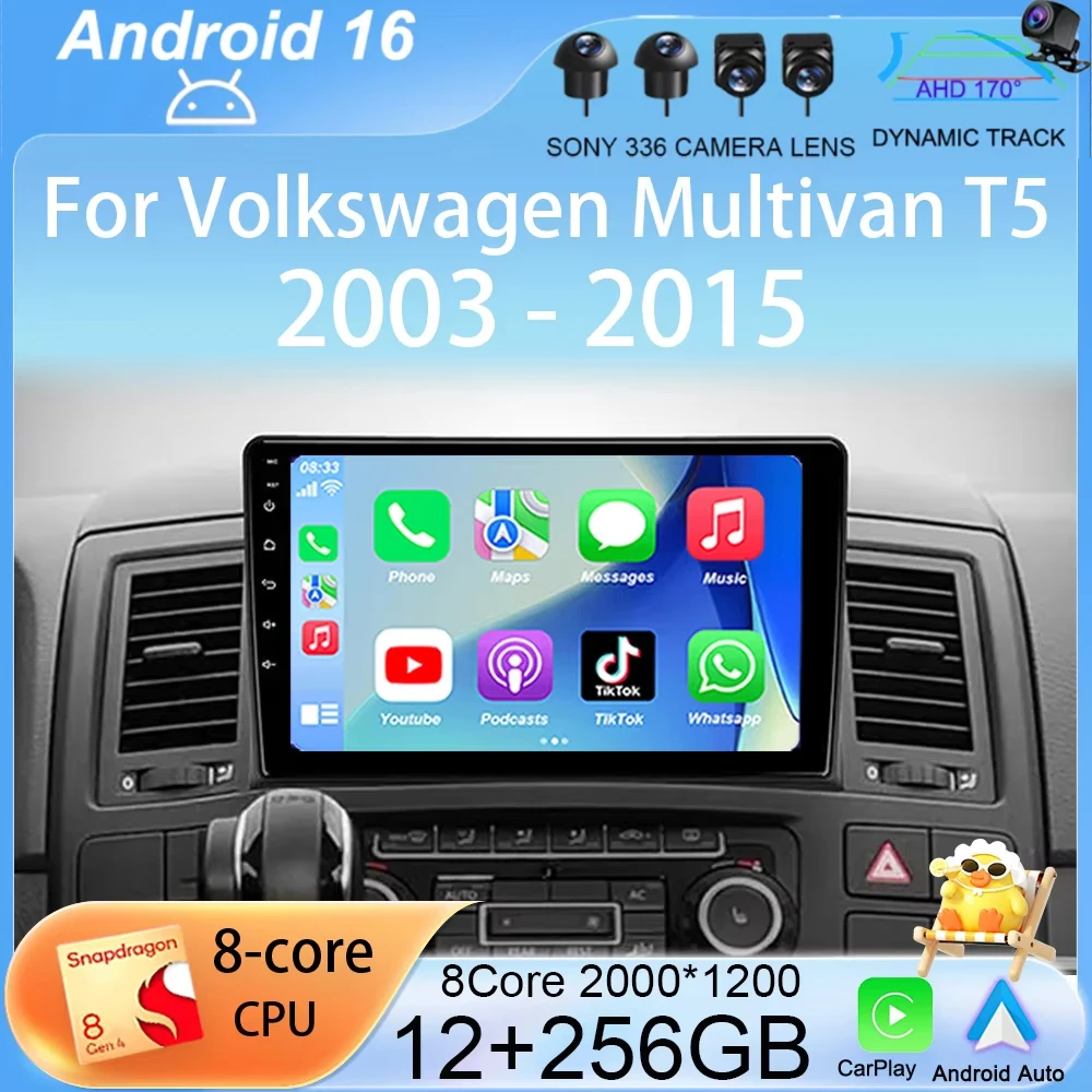 

Carplay Auto Car Radio Android 16 For Volkswagen Multivan T5 2003 - 2015 Multimedia Video Player GPS Navigation Stereo Head Unit