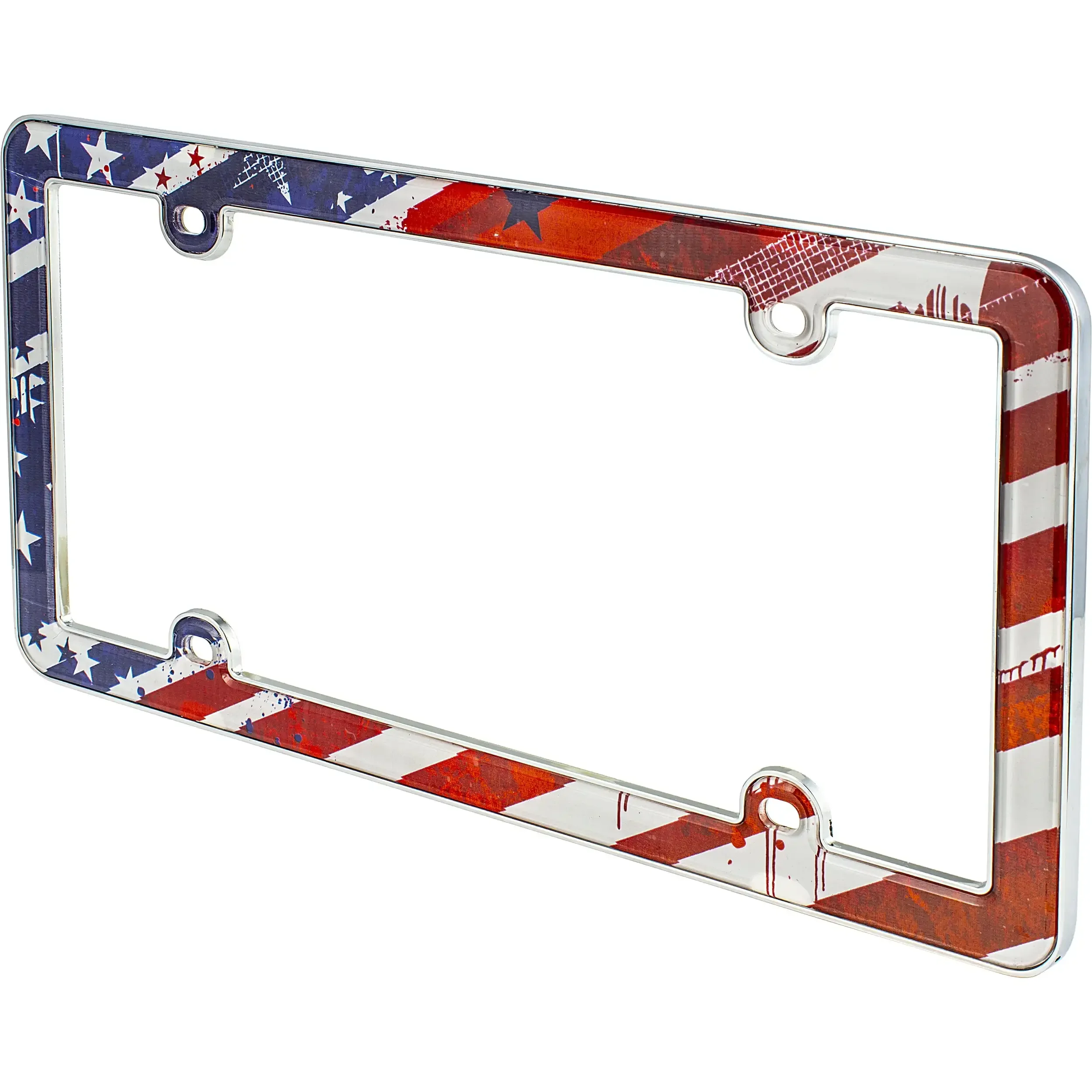 Nummernschildrahmen aus Metall, Stil amerikanischer Flagge, langlebig, Rundumschutz, Standardgröße, waschbar.