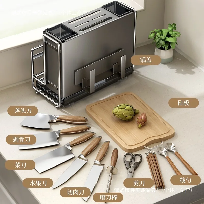 

Для кухонной полки Держатель ножа Бытовые многофункциональные ножи Держатель картриджа для палочек для еды Разделочная доска Настенные ножи и