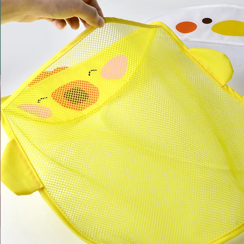 QWZ New Cartoon Duck Baby Bathroom Mesh Bag Sucker Design For Bath Toys Kids Animal Shapes Cloth Sand Toys Storage Net Bag image 4