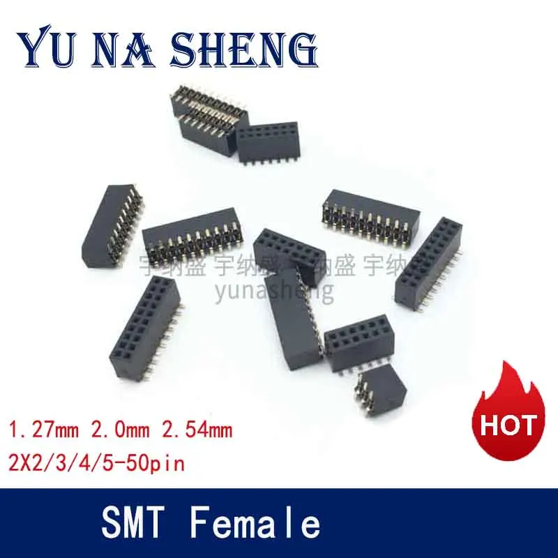 10Pcs 1.27mm 2.0mm 2.54mm Pitch 2x2/3/4-50P Double Row Male Female Pin Header PCB Board Connector 1.27 Pin header Socket SMD SMT