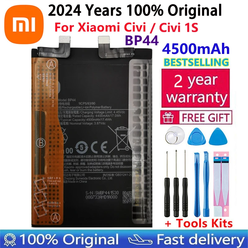 2024 Years 100% Original New High Quality Battery BP44 For Xiaomi Civi / Civi 1S Replacement Phone Battery Batteries Bateria