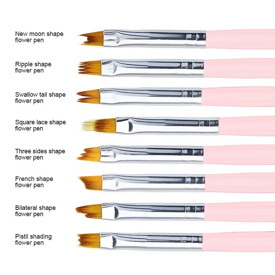 8 pinceles para pintar con degradado de pétalos para decoración de uñas, bolígrafos de dibujo para diseño de manicura, herramientas de decoración de uñas