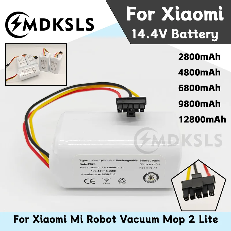 2026 New battery For Xiaomi Mijia Mi Robot Mop 2 Lite Sweeper Vacuum 14.8V 2800-12800mAh Rechargeable Li-ion Battery Pack MDKSLS