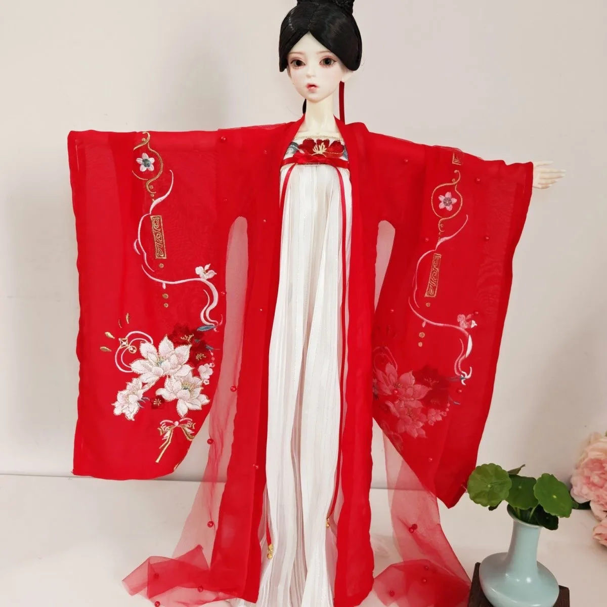 

Clothes for doll 60cm 1/4 1/3 BJD dress red color ancient-style dress free shipping ​
