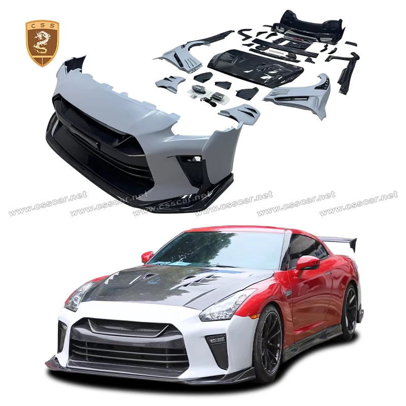 Fashion TopSecet Style Car Body Kit For NISSAN GTR R35 Carbon Fiber Front Rear Bumper Engine Hood Side Skirt Wheel Arch Spoilers