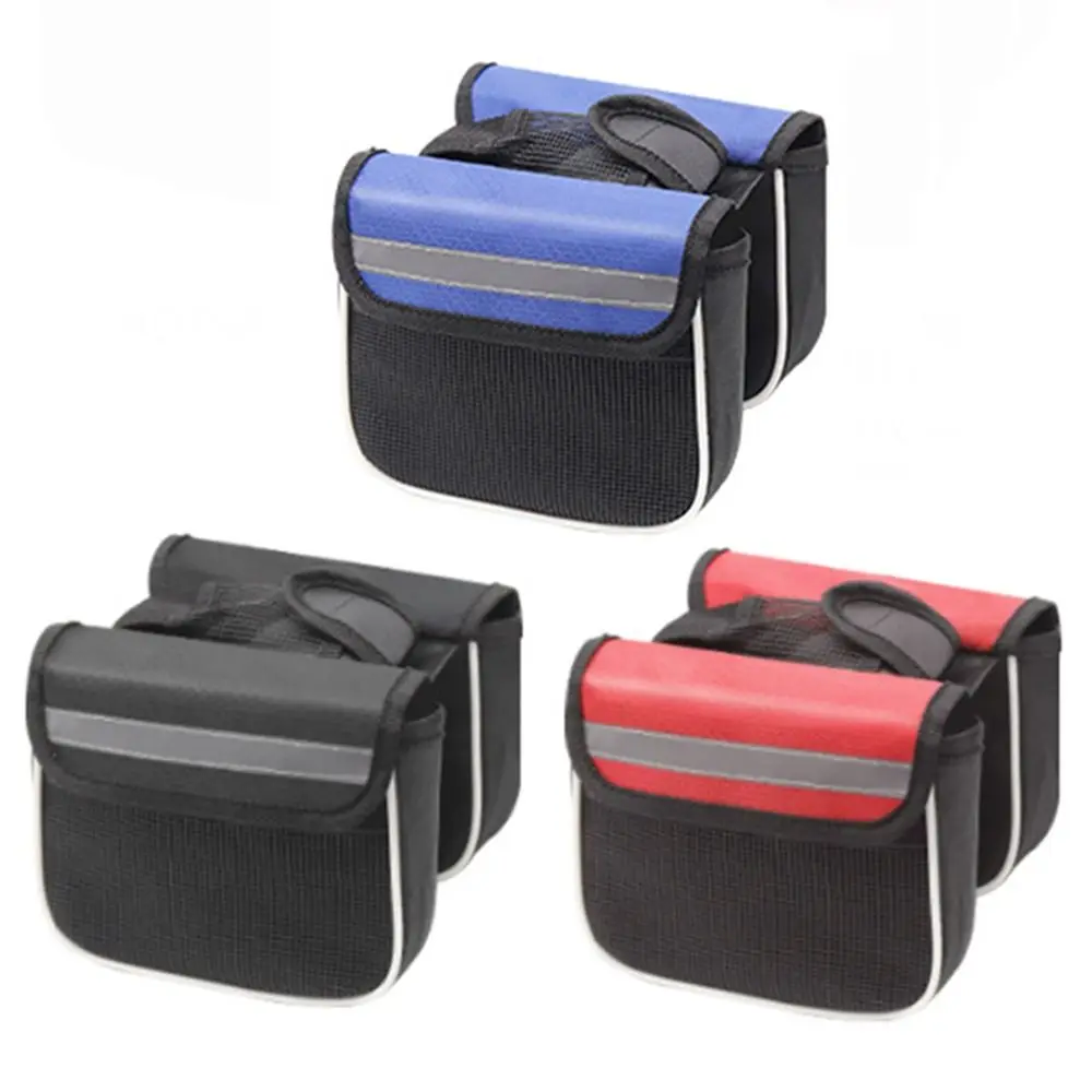 Multi-function Bike Saddle Bag Large-Capacity Universal Bike Pouch Reflective Band Storage Bag Bicycle Beam Bag Front Tube Frame