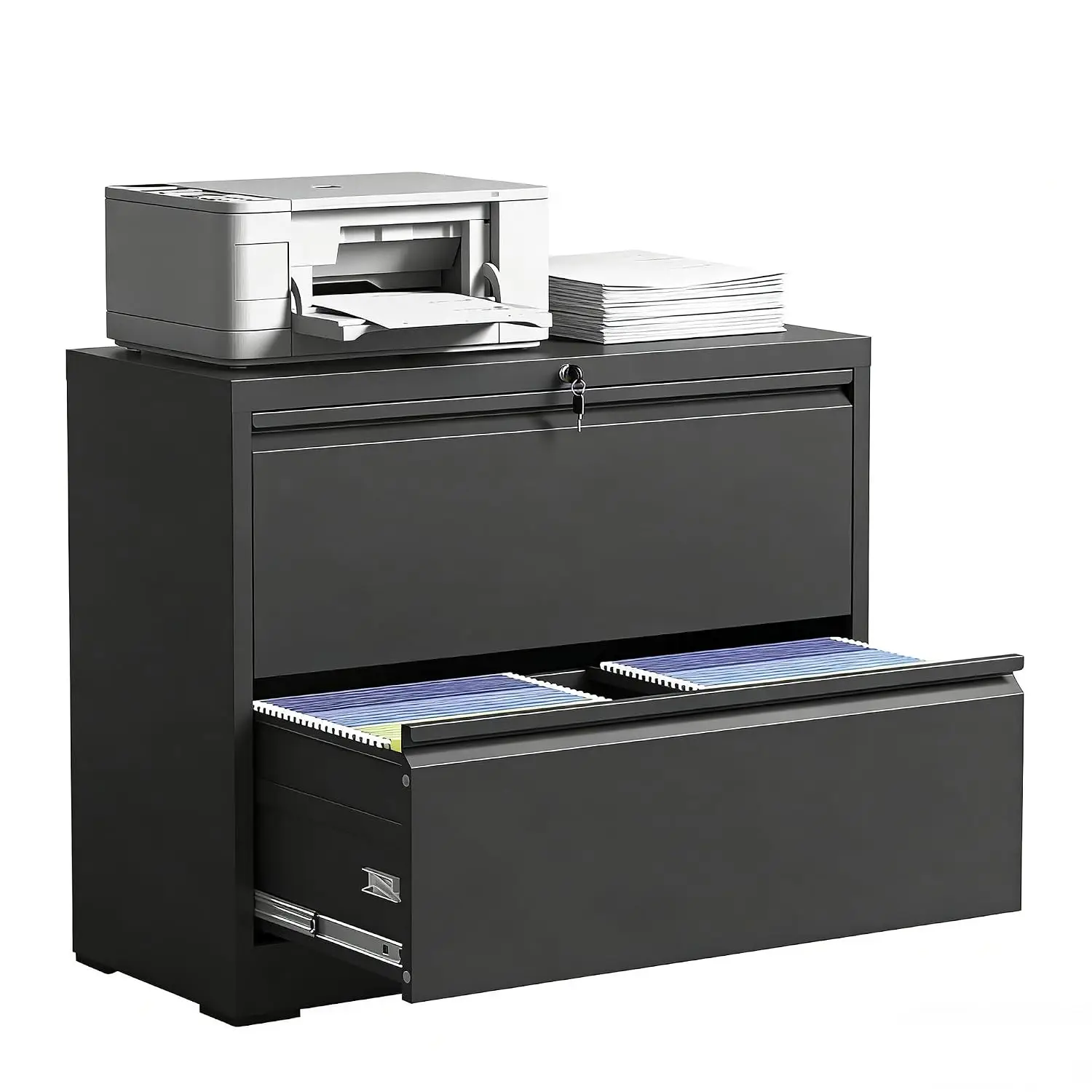 2 Drawer Lateral File Cabinet with Lock, Heavy Duty Steel Storage for Office, 27