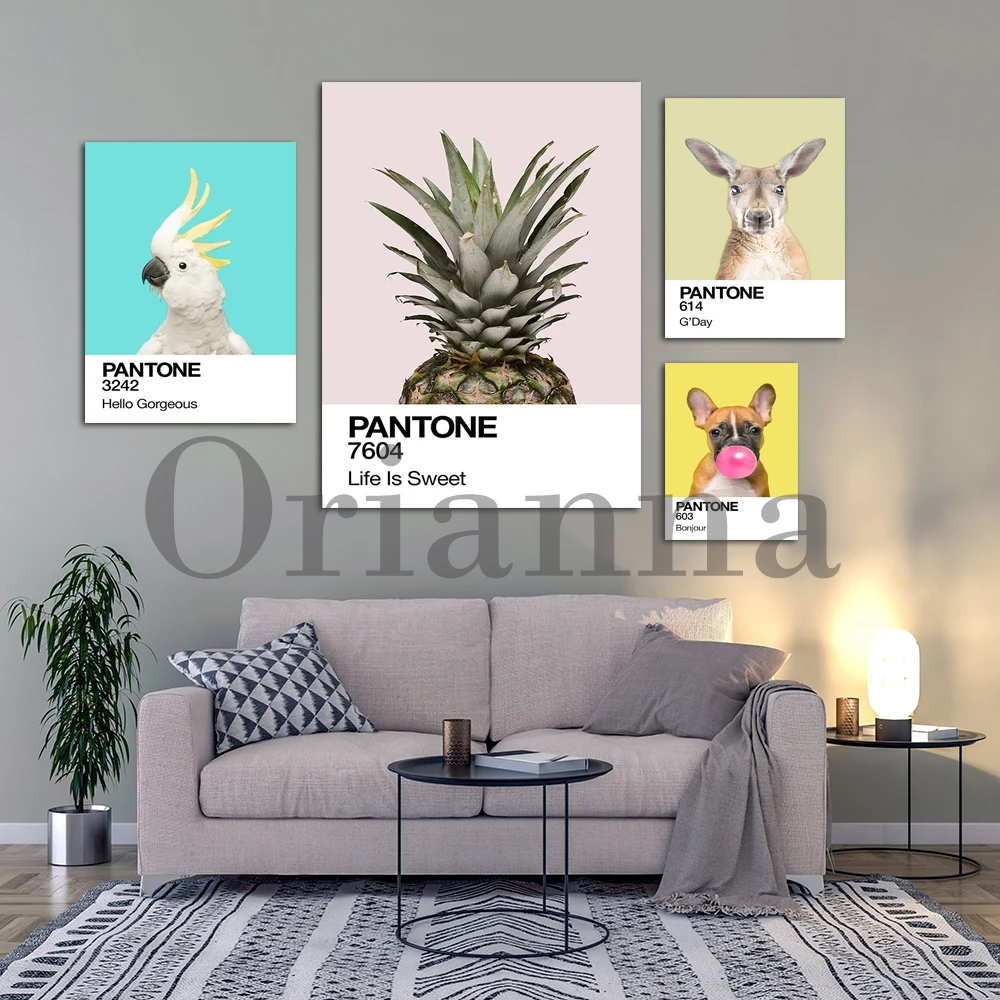 Cactus Pineapple Cat Gorgeous Cockatoo Aloha Kangaroo French Bulldog Pantone Colour Poster Canvas Art Print Wall Art Home Decor