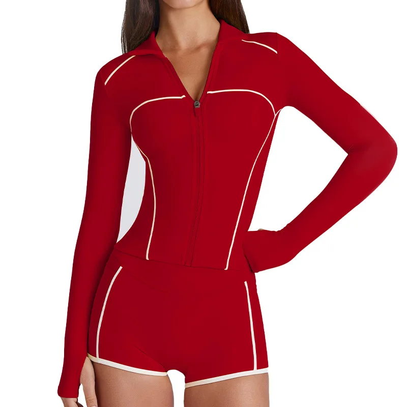 Quick-Dry Yoga Top: Long-Sleeve, Sporty, Fashionable, Body-Hugging, Zippered, UV-Protective, Breathable Jacket