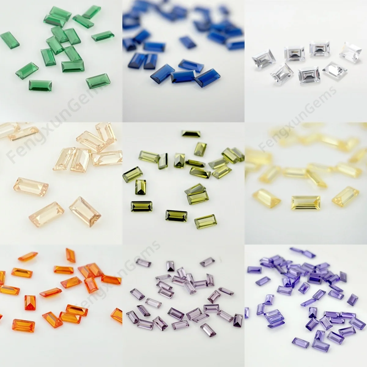 1x2mm~3x6mm 50/100pcs Rectangle Shape Baguette Cut Multicolor Cubic Zirconia Loose Synthetic CZ Beads 5A  For Jewelry