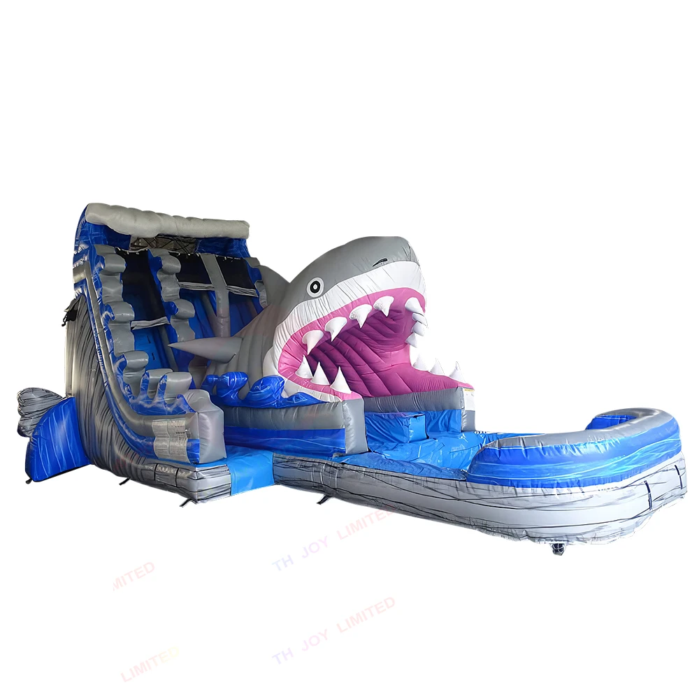 Glissière gonflable de requin d'ange de 12x7x6mH avec la piscine, glissière d'eau gonflable commerciale pour des enfants et des adultes