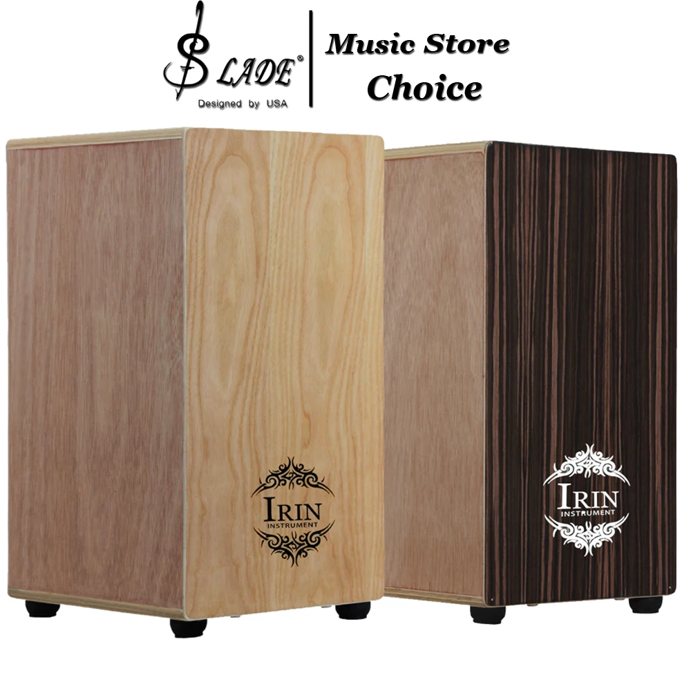 IRIN Cajon Box Drum with Internal Strings & Sound Hole 5-Tone Panel Wooden Percussion Ideal for Stage Studio & Home Practice