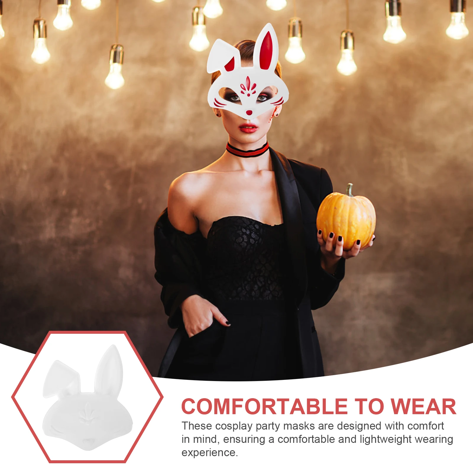 

4pcs Blank Rabbit Mask Unpainted PVC DIY Party Festival Masquerade Costume Animal Face Prop Women Cosplay Creative Decorative