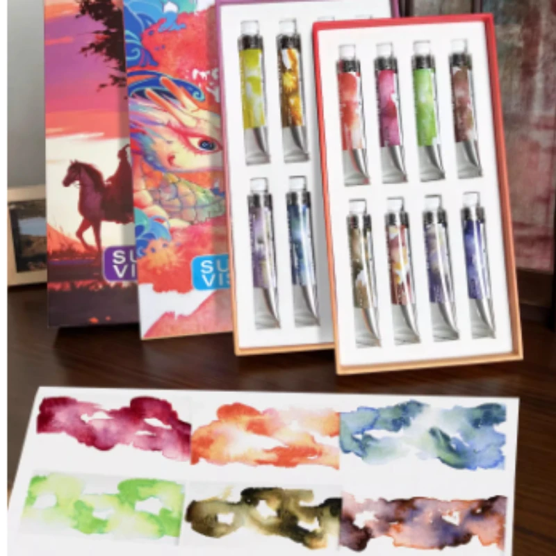 8ML Layered Color Watercolor Paints Set/Student Art Class Painting Graffiti Outdoor Sketching Portable Watercolor Paints Set