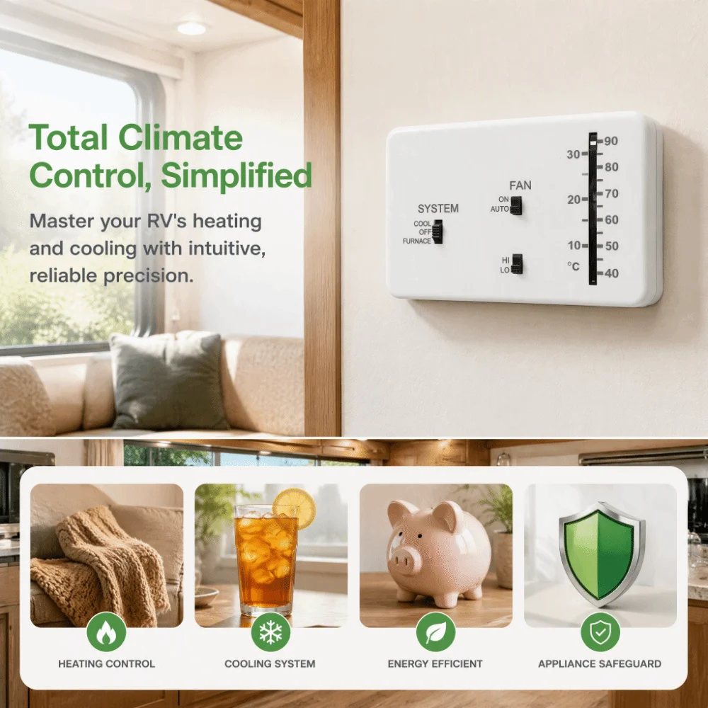 Energy Efficient White RV Thermostat Easy to Install Digital
