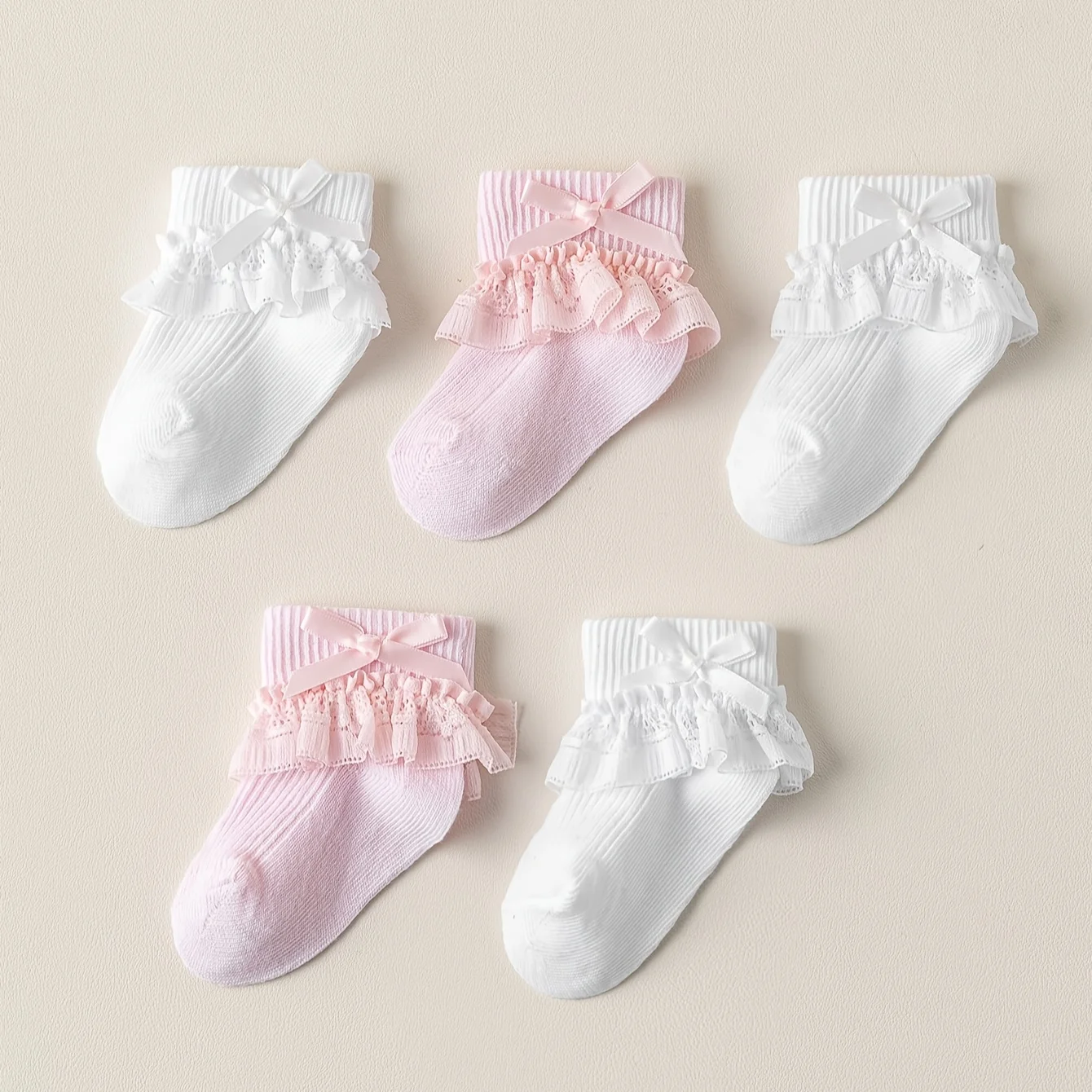 5 pairs of baby girl socks spring and summer girl elastic socks baby princess bud stockings sweet bow socks, comfortable and ele