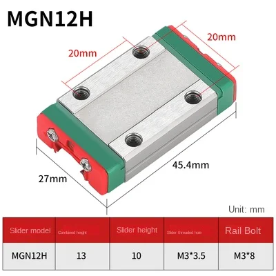 12mm Linearführung MGN12 100 150 200 250 300 350 400 450 500 550 600 700 800 1000 mm +MGN12H oder MGN12C Block für 3D-Drucker CNC