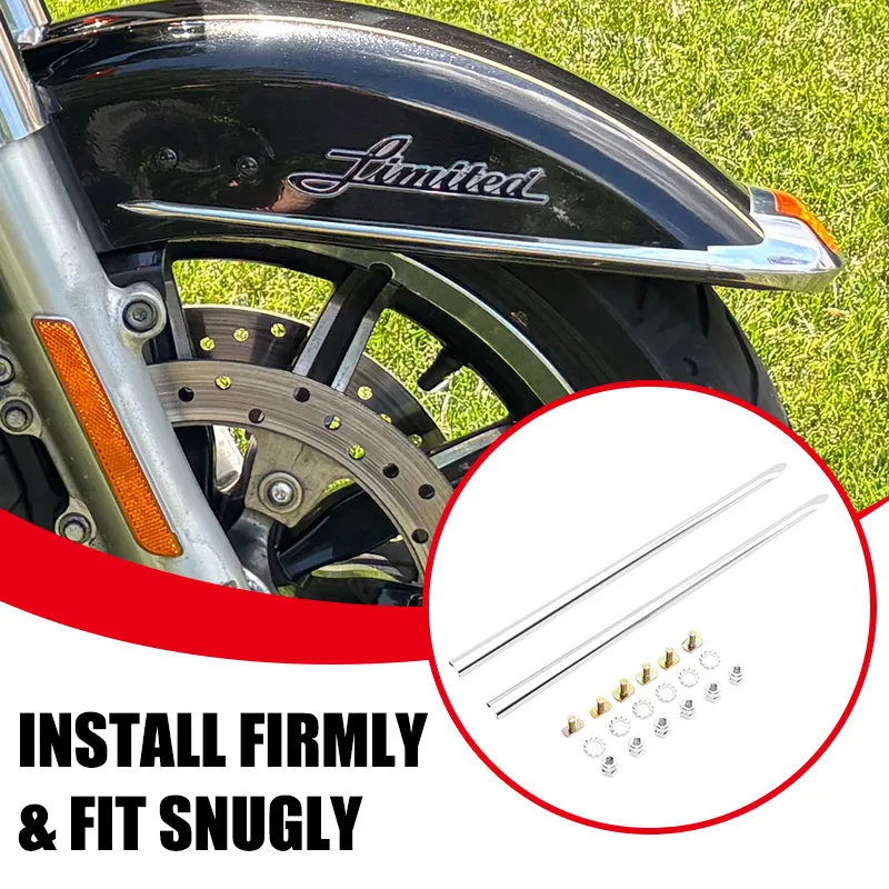 Chrome Motorcycle Front Fender Spear Trim For Harley Davidson Touring Road King Softail Classic FLHR FLHX FLSTN FLSTC 1982-2023