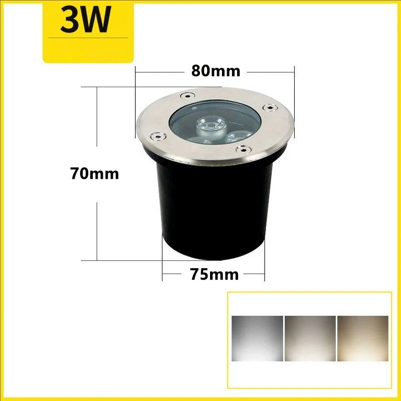 Outdoor IP68 Waterproof LED Light Garden Underground 1W 3W 6W 9W Outdoor Buried Garden Path Spot Recessed Deck Floor Lighting