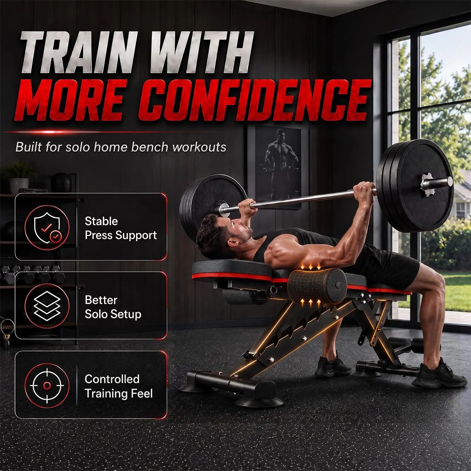 Adjustable Weight Bench with Elbow and Leg Support
