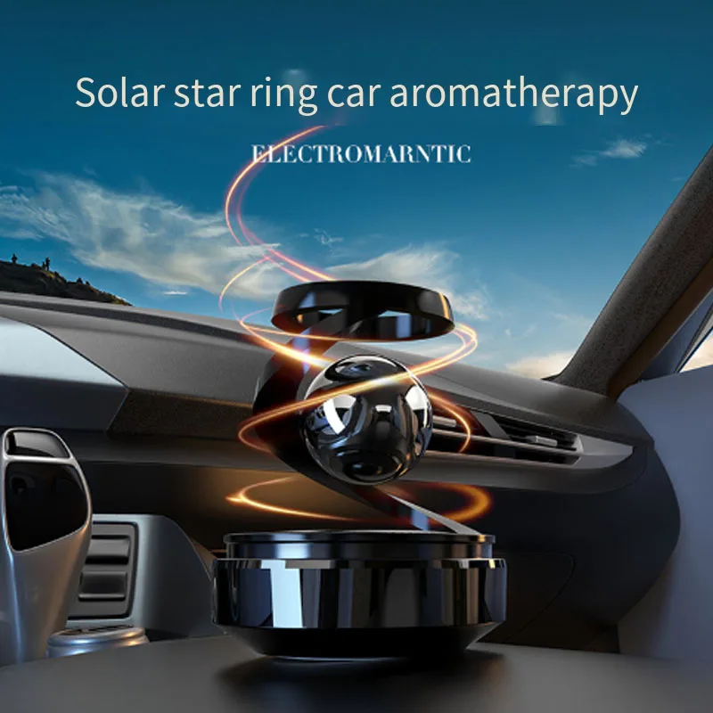 Car solar rotating ornaments aromatherapy suspended high-end jewelry beech wood long-lasting solid fragrance tablets