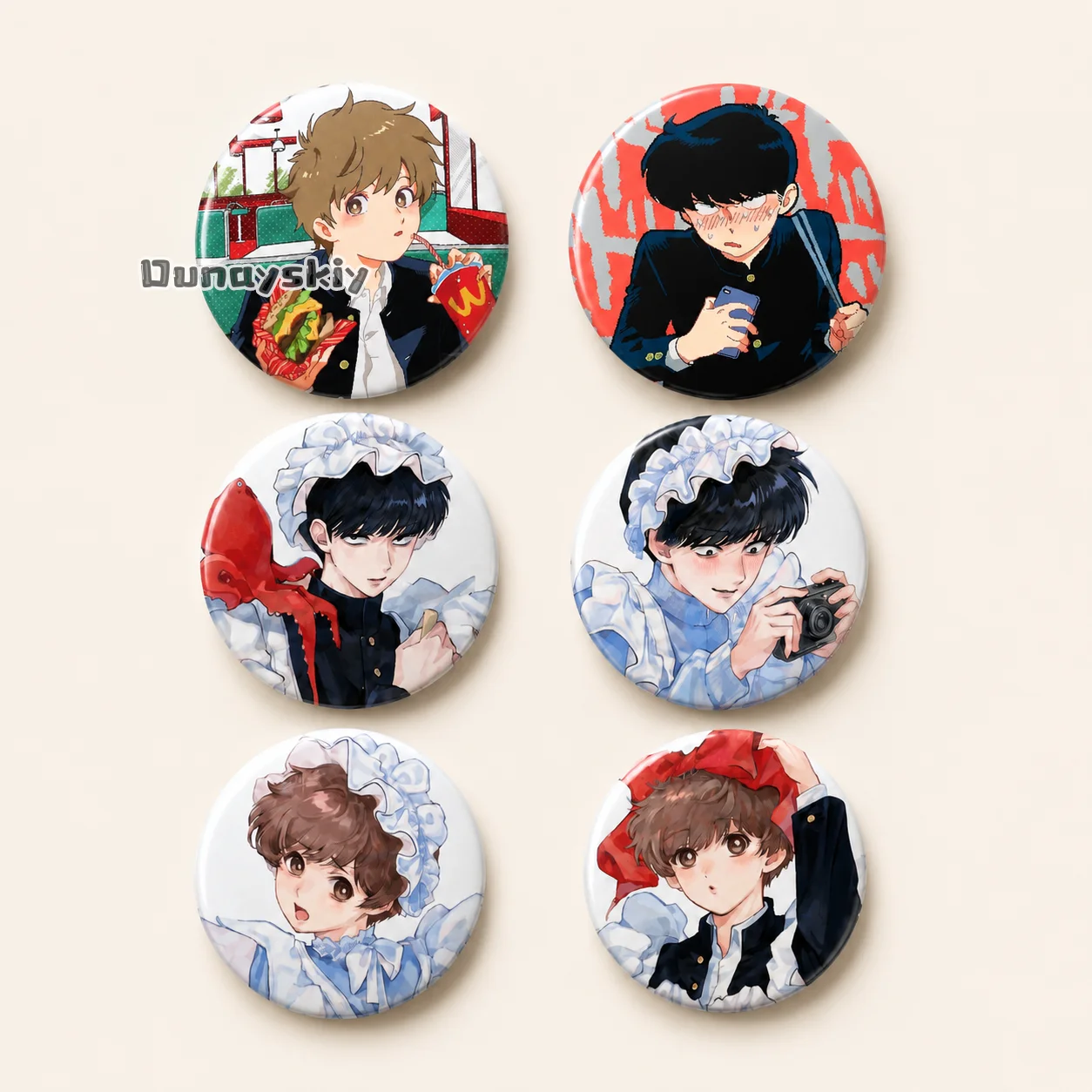 Nakamura and Hirose Anime Go for It Nakamura! Cartoon Style Badge Brooches On Backpack Round For Accessorys Cosplay Badge