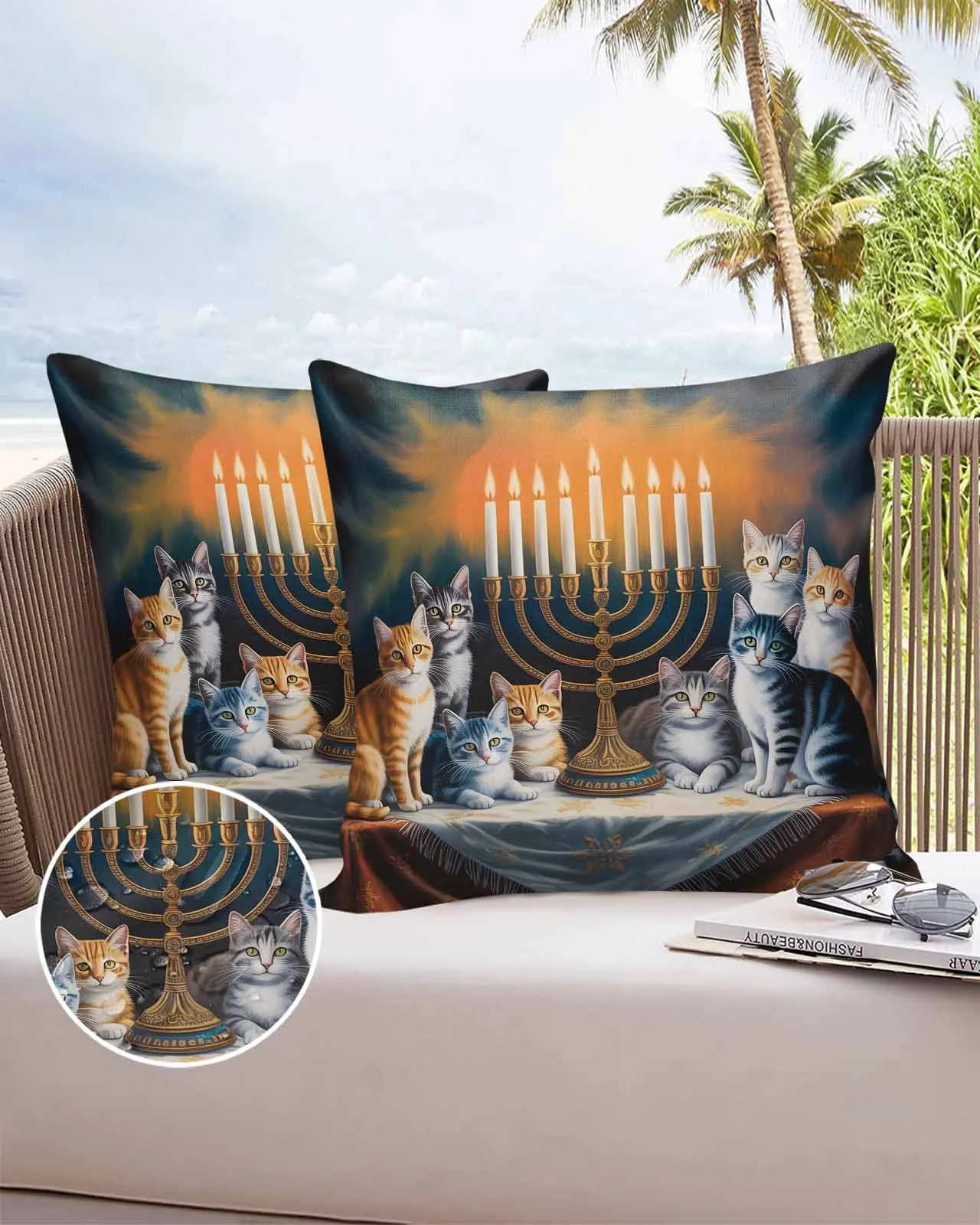 

2/4 шт. водонепроницаемая наволочка, картина маслом, стиль, кошачий стол, уличная наволочка, чехлы для садовой патио, домашний декор