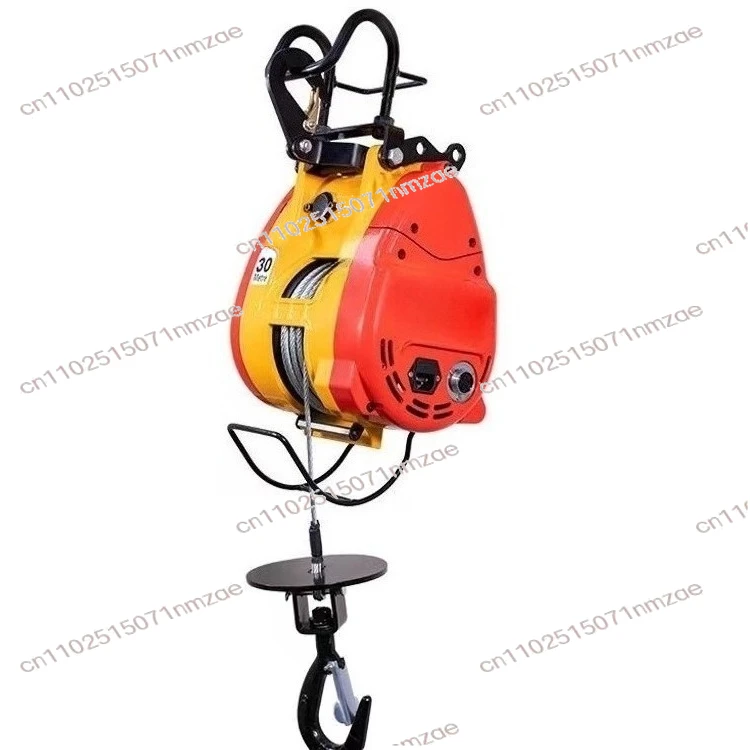 Small Crane for Household Use Portable Electric Wire Rope Hoist 180kg Load Capacity 30M Cable Remote Control Double Hook