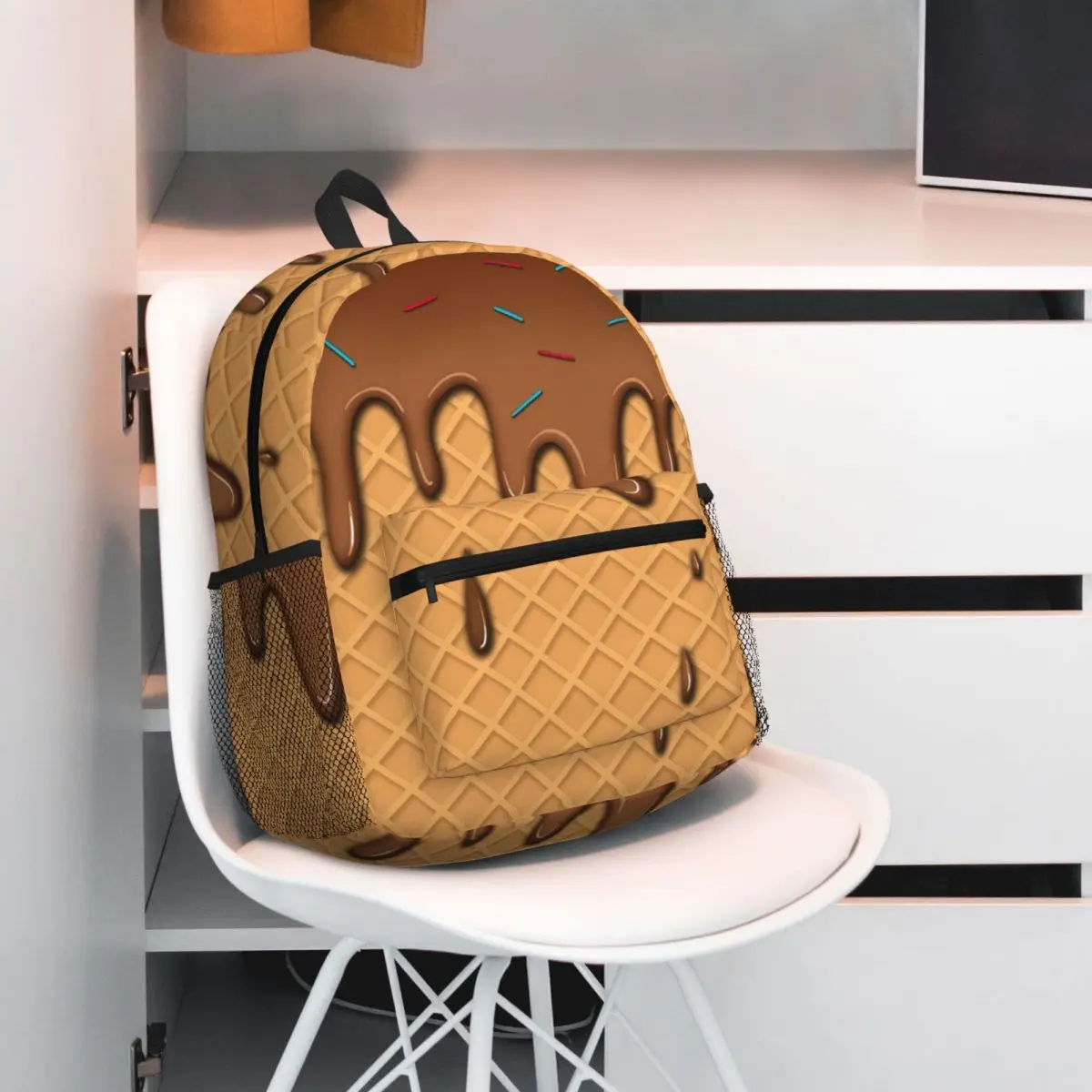 Strawberry Ice Cream Backpack Student BookBag Kids School Bag Laptop Shoulder Bags for Men Women