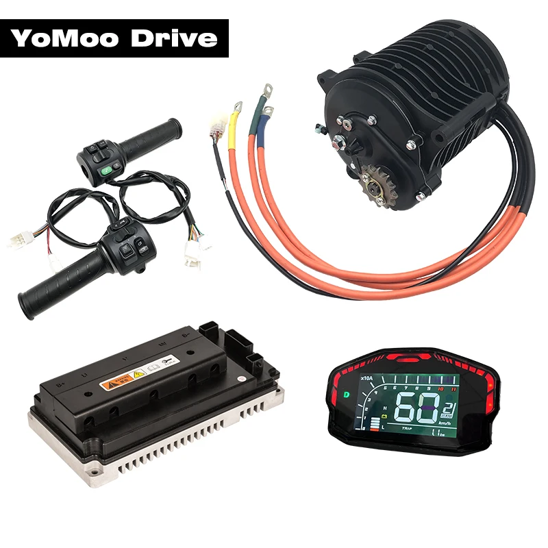 QS138 V3 3KW 100KMH 70H PMSM Mid-Drive Motor With VOTOL EM150 Controller,DKD Display,T08 Throttle For Dirtybike Moped Motorcycle