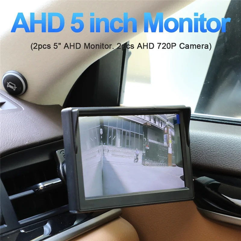 

Car AHD 5 Inch Digital Side View Monitor Mirror System with 2 720P HD Night Vision Side View Cameras Black+White