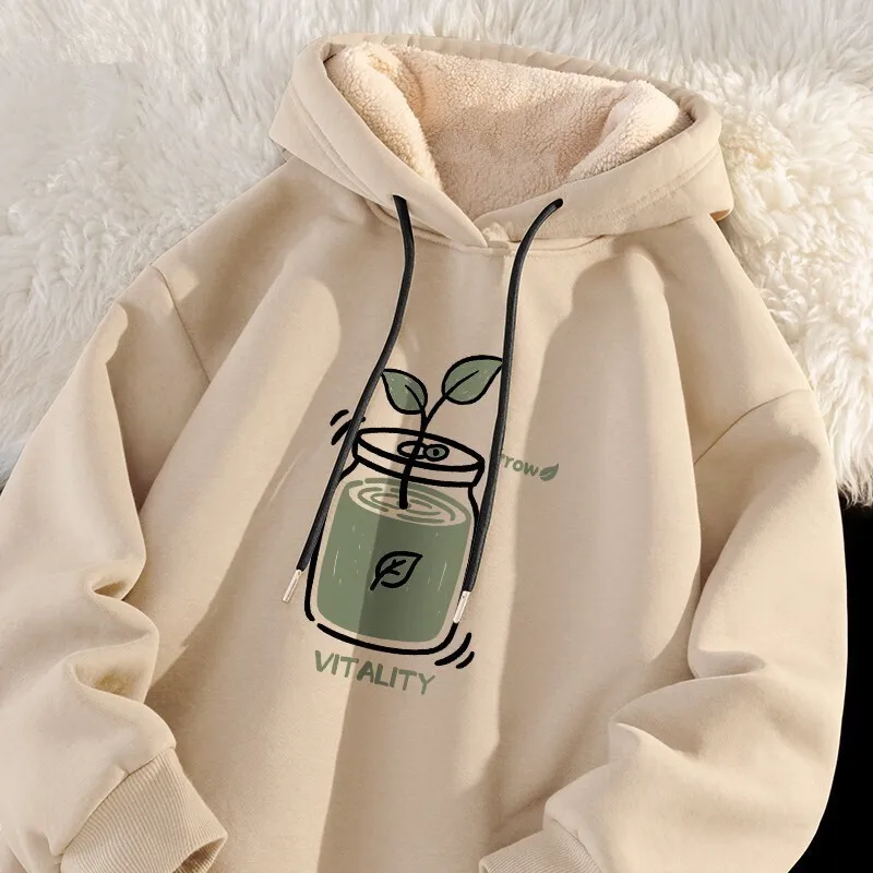 2025 Plush hoodie men's 2023 autumn and winter new casual versatile hooded thick lamb wool winter warm men's style 12 Factory