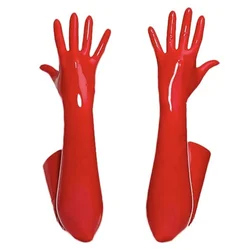 Sexy Stretch PU Leather Skinny Long Glove Punk Rock Hip Hop Jazz Disco Dance Gloves Shiny Metallic Mittens Cosplay Accessory