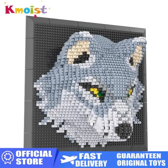 Wolf Animal 3D Wall Art Micro Mini Building Blocks Set for Adults Unique Home Wall Decor or Table Display Birthday Gifts