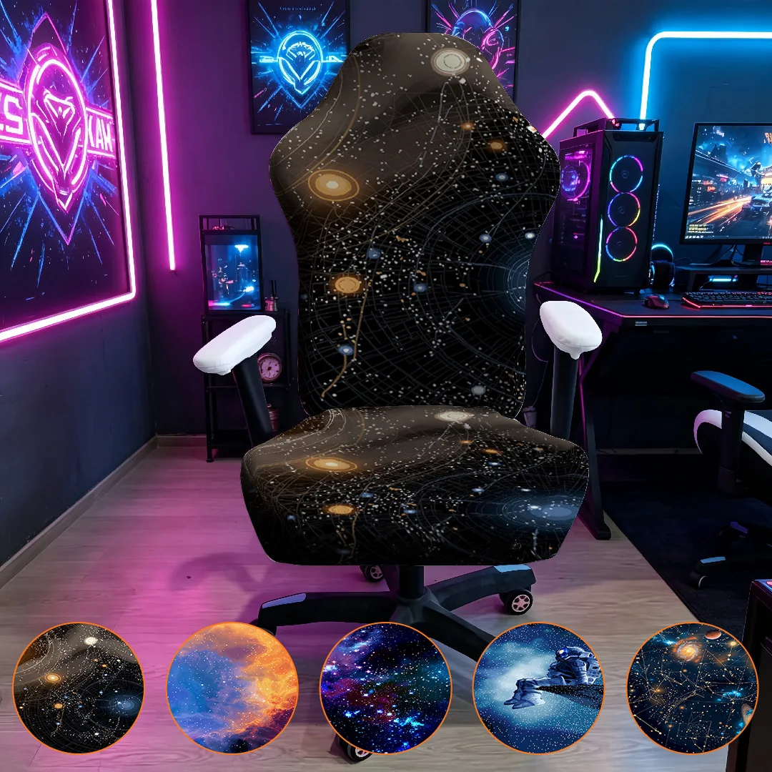 Galaxy Space Gaming Chair Cover Stretch Spandex E-sports Chair Slipcover Removable Washable Protector