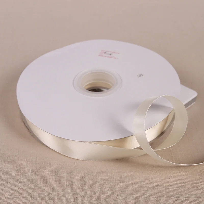 (91 meters/roll) Beige Single Face Satin Ribbon Wholesale Gift Wedding Christmas Decoration DIY Webbing Card Gift Wrapping