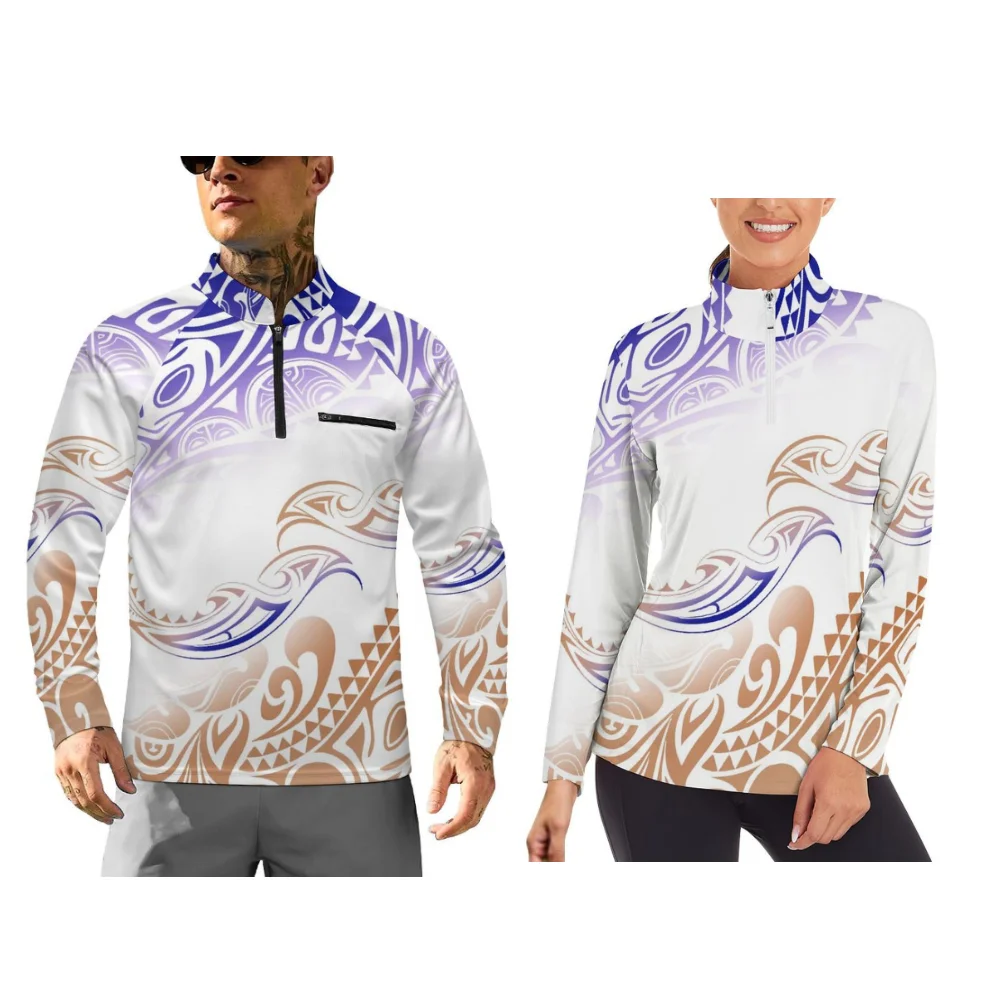 Polynesian Long-Sleeved Sportswear And Long-Sleeved Sports Couple Outfits Can Be Customized With Patterns