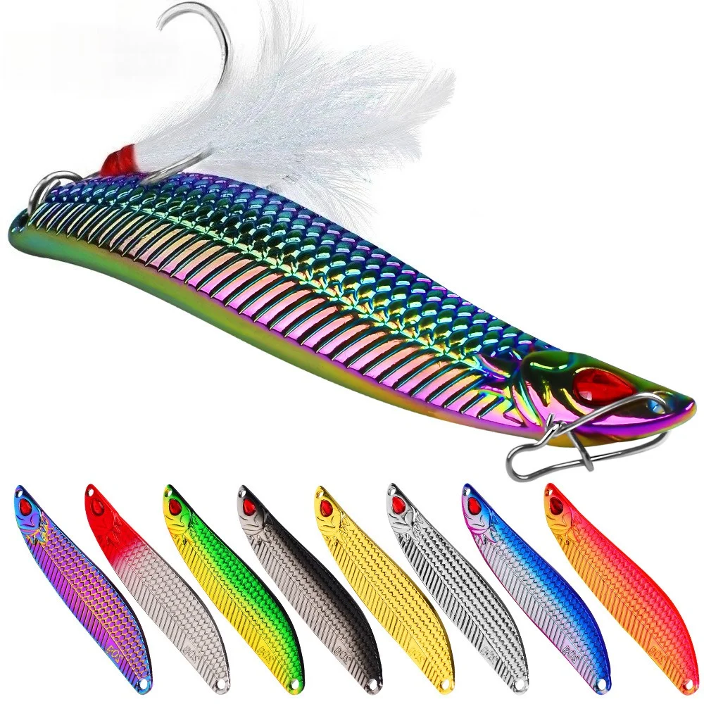 1pcs  Spinning Metal Lure Long-Cast Sinking Spinnerbait 7g 4.8cm S-Shaped Spinner with Blood Groove and Feather Hook fishing