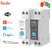 Kedia Tuya WiFi Smart Circuit Breaker With Metering 1P 63A DIN Rail Smart Home Wireless Remote Control Switch via TONGOU APP