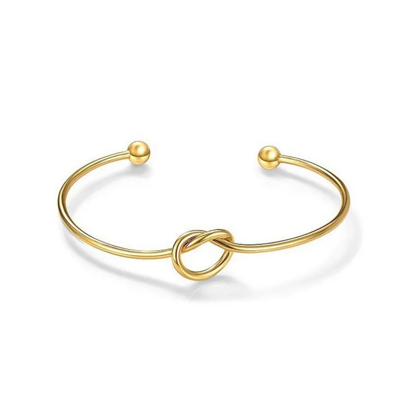 Pulsera abierta tipo C para mujer, brazalete de amor, joyería con nudo de oro rosa, sentido avanzado, Bestie Ins Wind