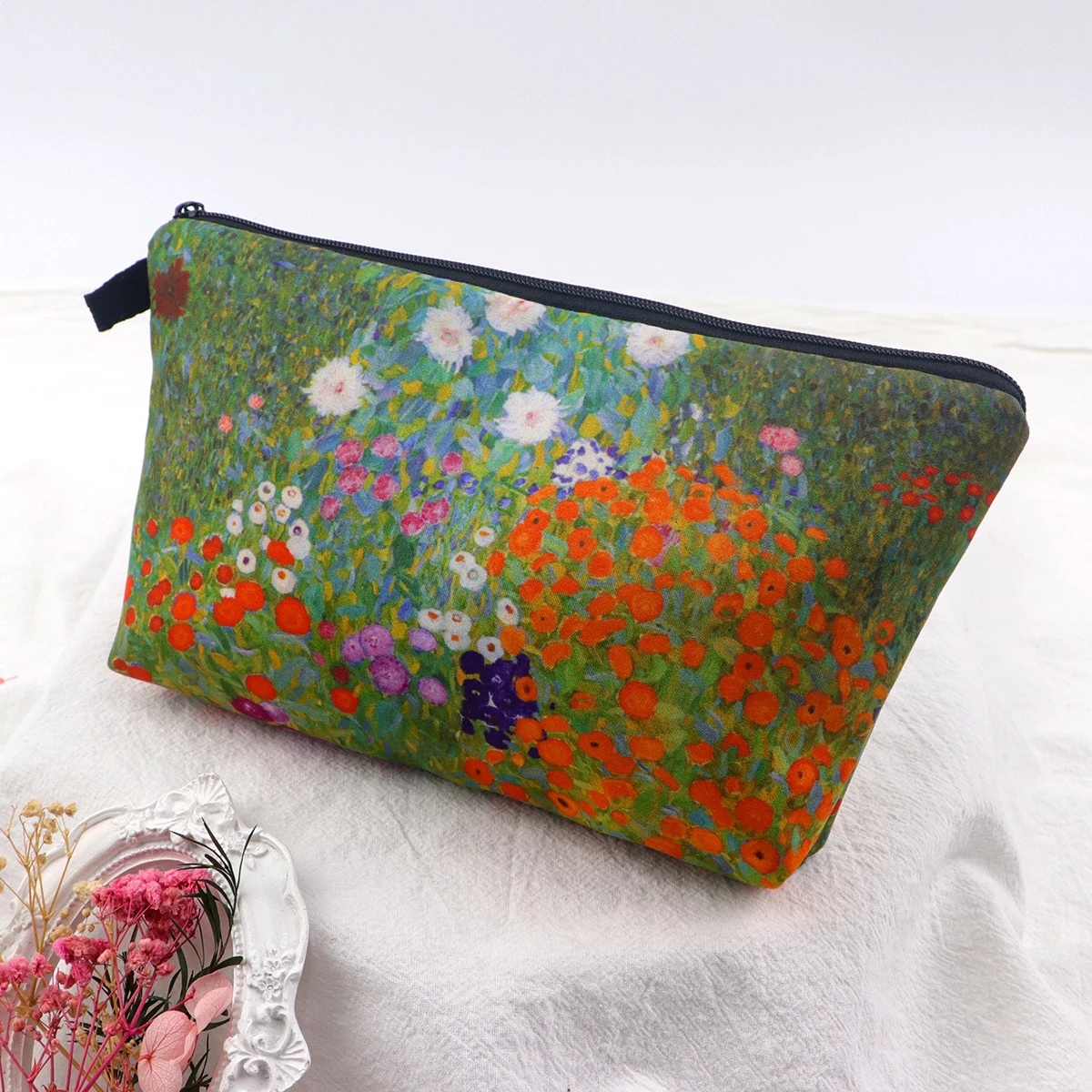 Oil Painting Portable Women Makeup Bag Cosmetic Bag Coin Pouch Storage Bag Mini Lipstick Bag Small Bag Organizer Case