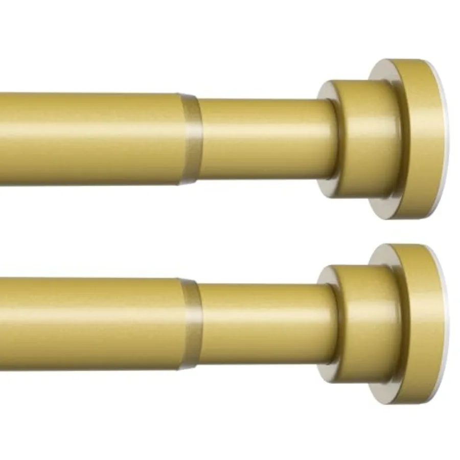 

2 Pack Spring Tension Curtain Rods 30-64 Inch Adjustable No-Drill Shower Rod Spring Loaded Curtain Rods 7/8" Diameter for Windo